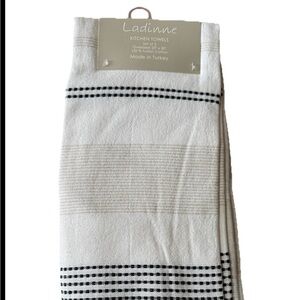 Kitchen Towels Set of 3 Oversized 20 x 30in 100% Turkish Cotton, Black White